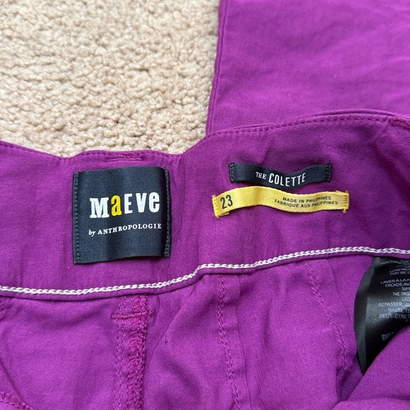 Maeve The Colette Cropped Wide Leg Vintage Inspired Linen Purple Pants Size 23 - Picture 8 of 10